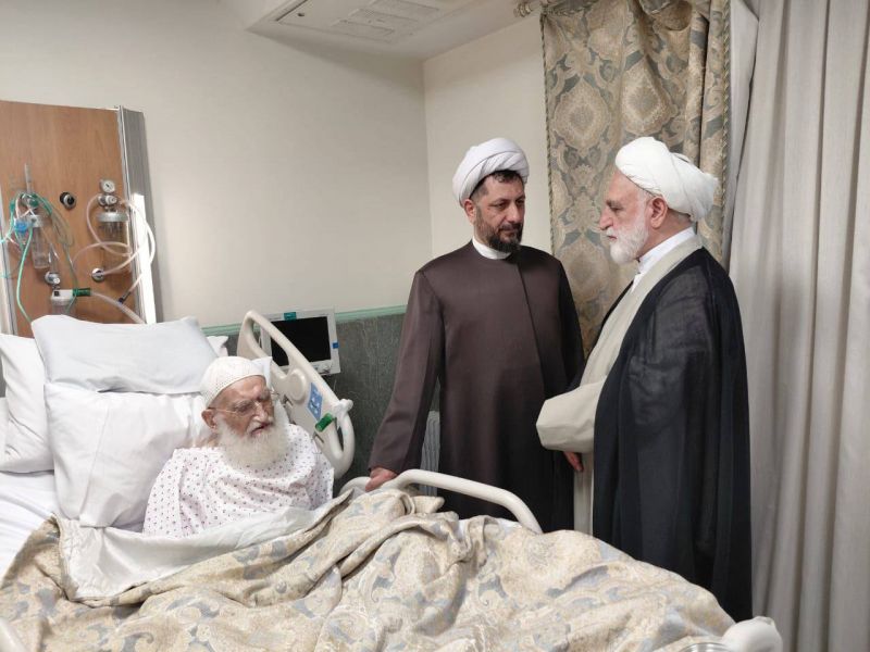 عیادت حجتالاسلام والمسلمین محسنی اژهای، رئیس قوه قضائیه از حضرت آیتالله العظمی نوری همدانی «دامت برکاته»